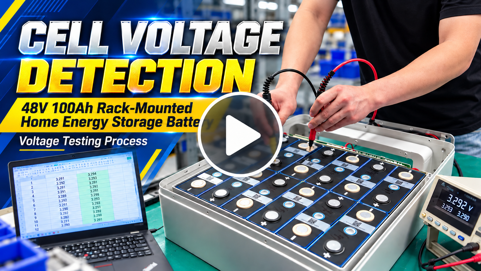 ThinkVolt-48V 100Ah Home Battery Cell Voltage Testing